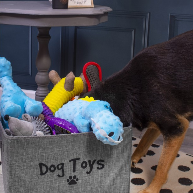 Smart Choice Folding Dog Toy Box, Grey Wufwuf Shop