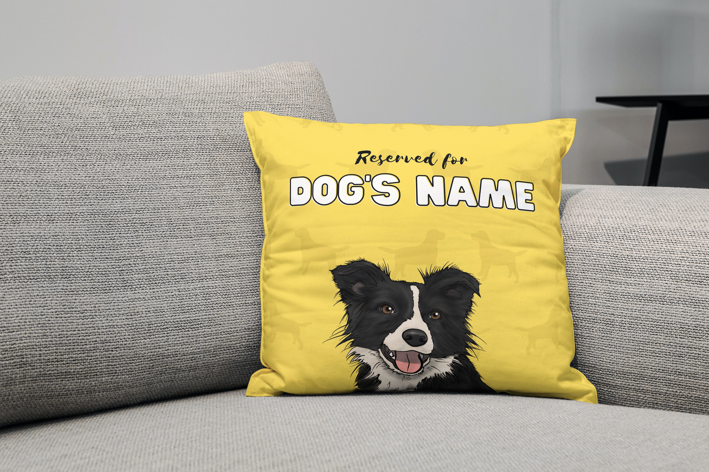 Personalisiertes Border-Collie-Kissengeschenk – Schwarz & Weiß – 1