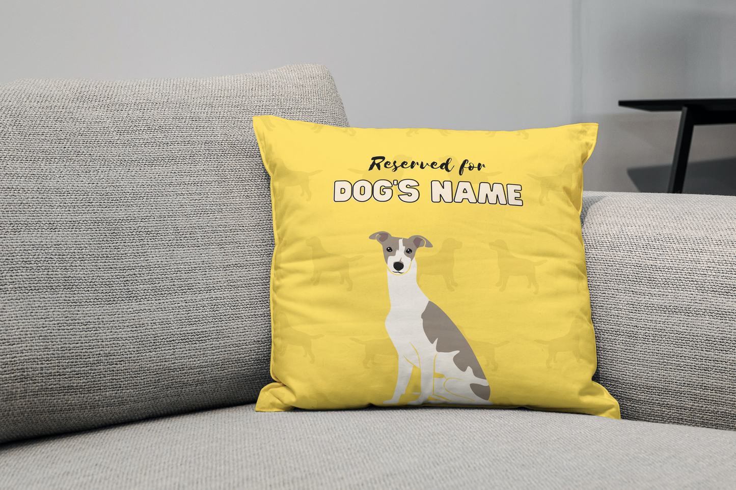 Personalisiertes Windhund-Kissen-Geschenk – Weiß und Gestromt