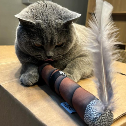 MyMeow Silvervine Cigar Cat Toy with Feather - Ultimate Interactive Fun for Cats