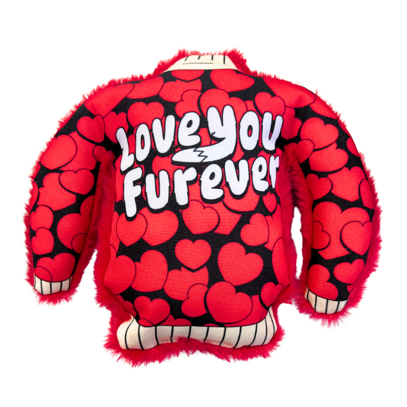 WufWuf Love You Furever Squeaky Plush Dog Sweater Toy