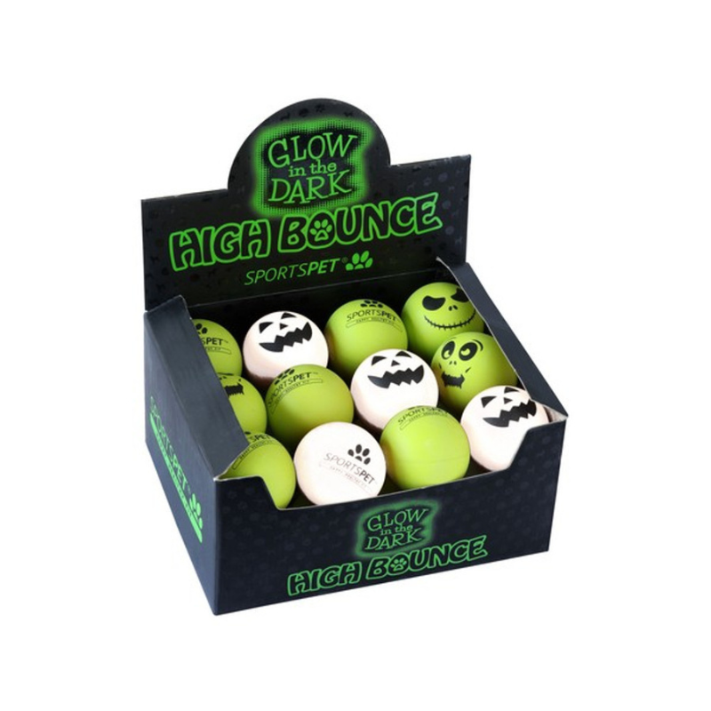 Sportspet High Bounce Natural Rubber Dog Balls Glow in the Dark, 60 mm, 1 Pack