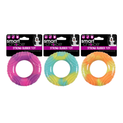 Smart Choice Tie Dye Rubber Ring Dog Toy: Fun for Throwing, Fetching, and Chewing!
