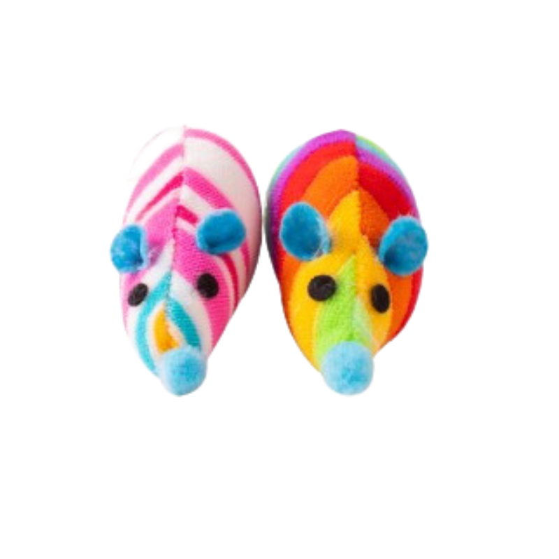 Worlds of Pet - Catnip Rainbow Mouse Cat Toy - 2 Pack