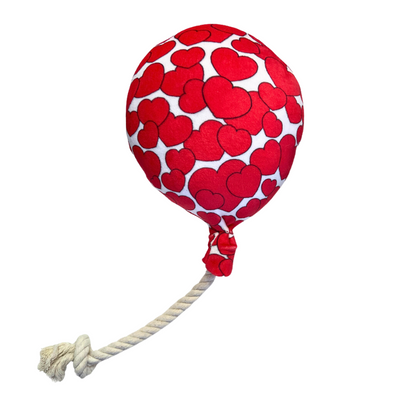 WufWuf Love is in the Air, Balloon Shaped Plush, Crinkle, Rope Dog Toy