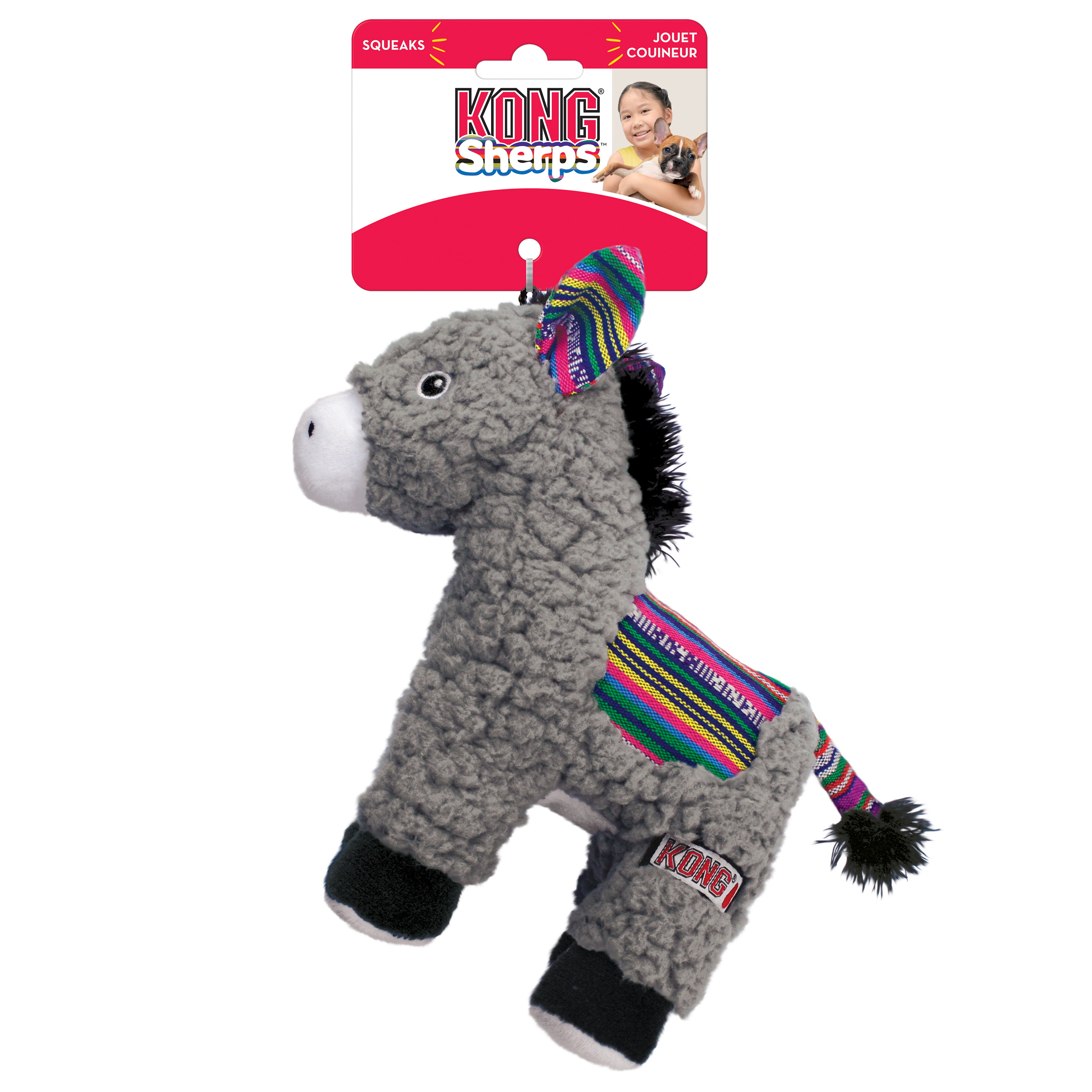 KONG Sherps Donkey, Ultra-soft Plush Dog Toy