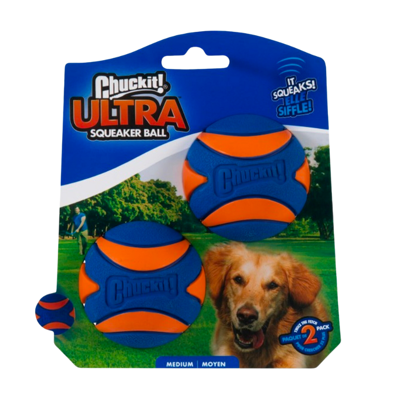 ChuckIt! Ultra Squeaker Ball, Medium, 2 Pack