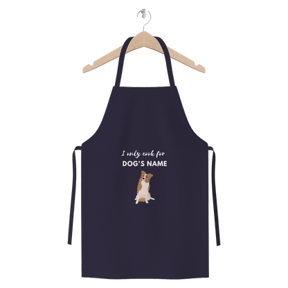 Personalisierte Schürze für Border-Collie-Kissen-Eltern in Braun und Weiß – ich koche nur für den Namen meines „Hundes“) Premium-Jersey-Schürze