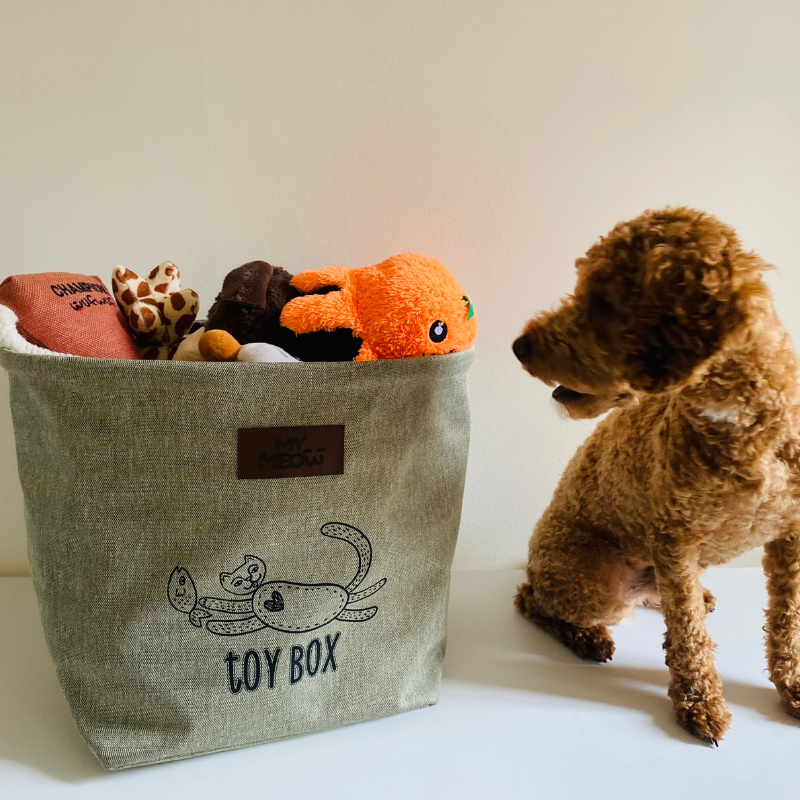 WufWuf – Aufbewahrungsbox für Haustierspielzeug für Katzen- und Hundespielzeug und Zubehör