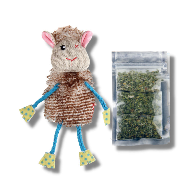 GiGwi Sheep Cat Toy with Silvervine in 3 Refillable Ziplock