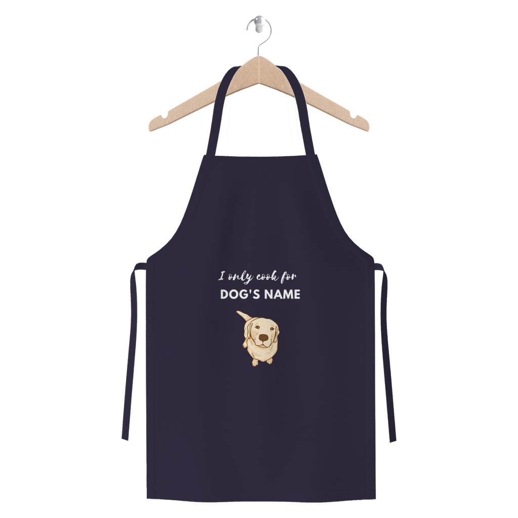 Personalised Apron for Labrador Yellow 2 Parents - I only cook for my "dog's name) Premium Jersey Apron