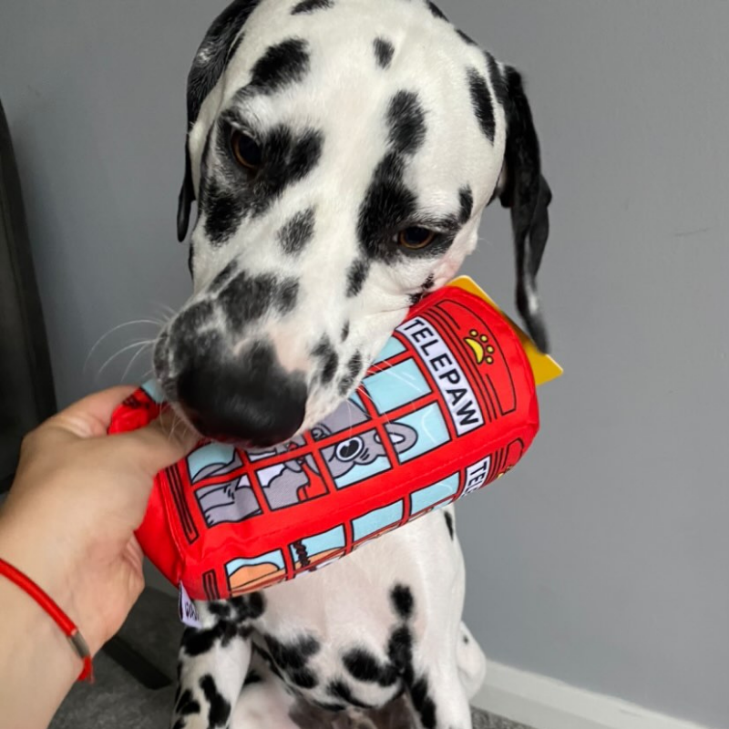 WufWuf Telepaw British Red Telephone Box Plush Dog and Puppy Toy