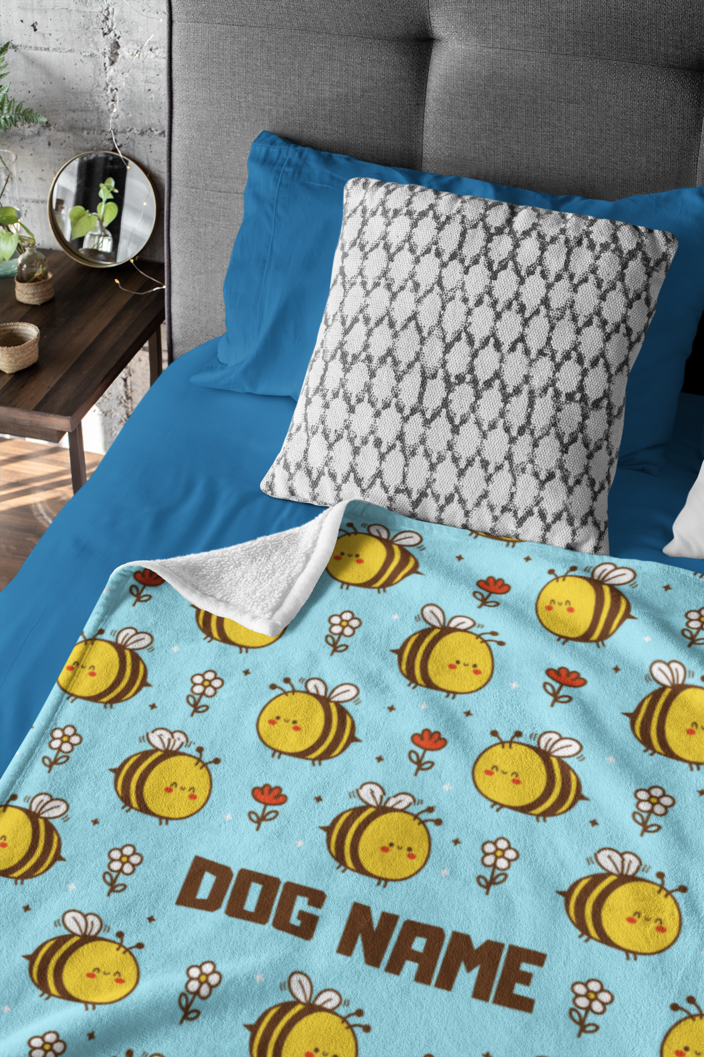 Personalisierte Decke mit Bienenmuster