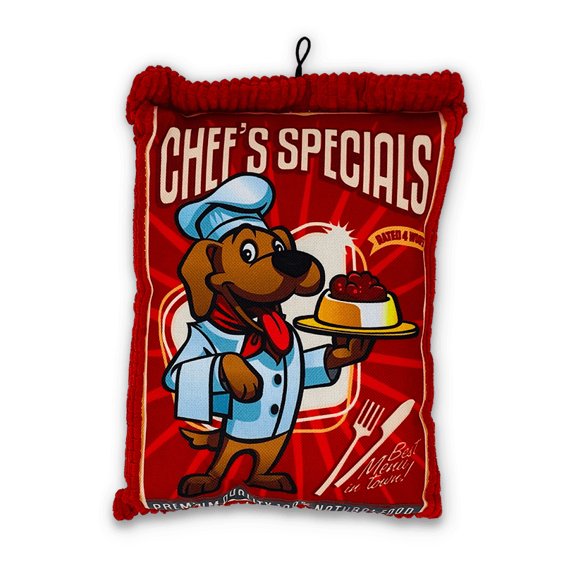 squeaky plush chef's specials dog toy 