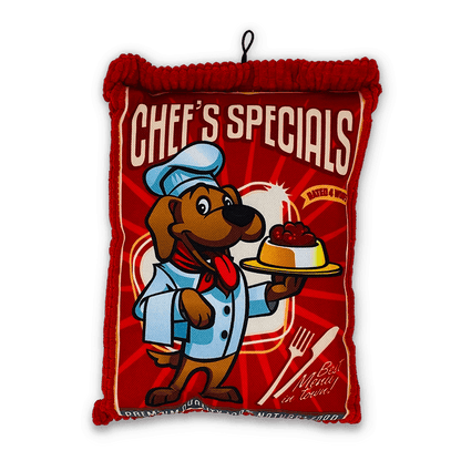 squeaky plush chef's specials dog toy 