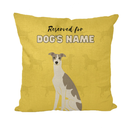 Personalised Greyhound Cushion Gift - White & Brindle