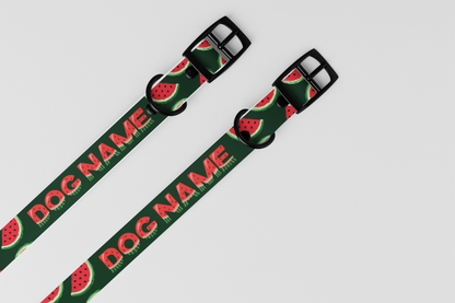 Personalisiertes Halsband-Geschenk mit Wassermelonenmuster – Dunkelgrün