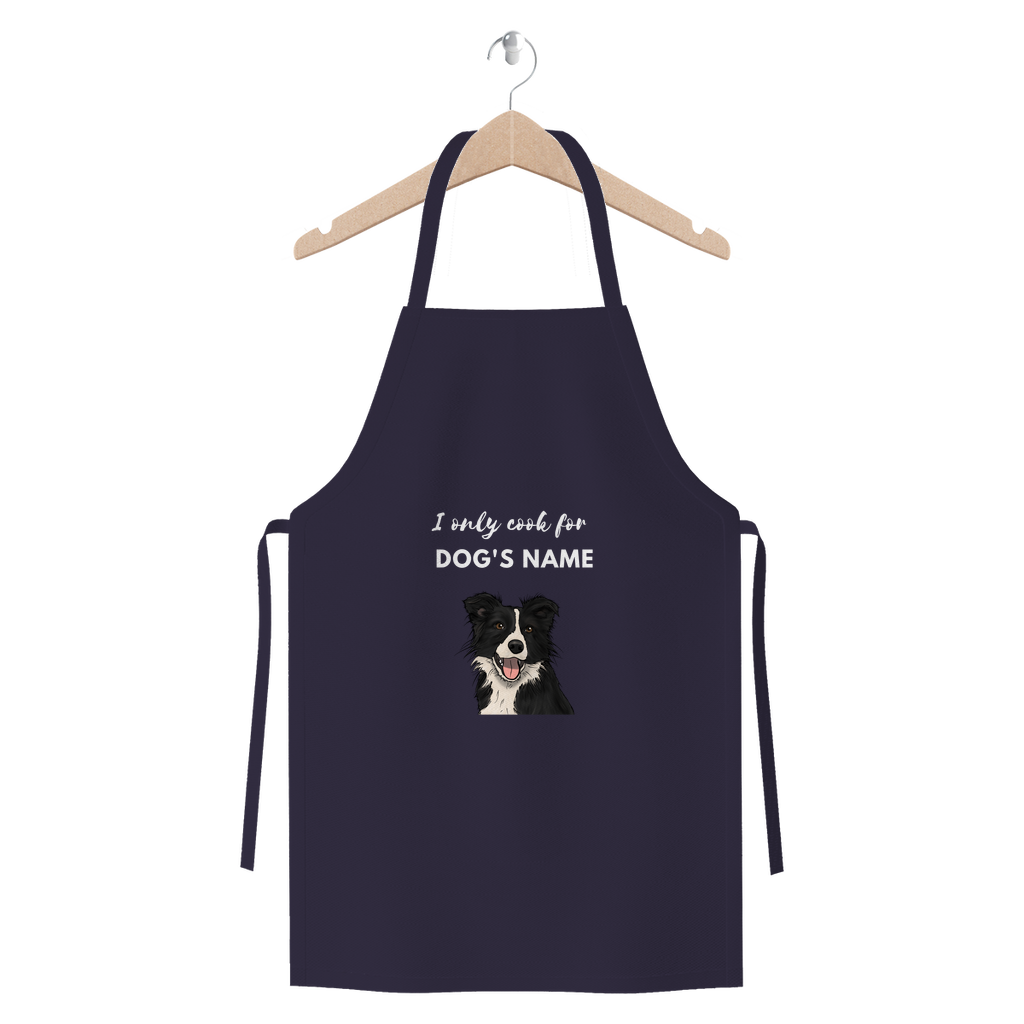 Personalised Apron for Border Collie (Black&White) (Parents - I only cook for my "dog's name) Premium Jersey Apron