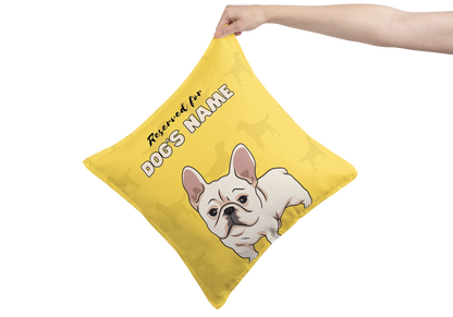 Personalisiertes Kissengeschenk mit französischer Bulldogge – Weiß 