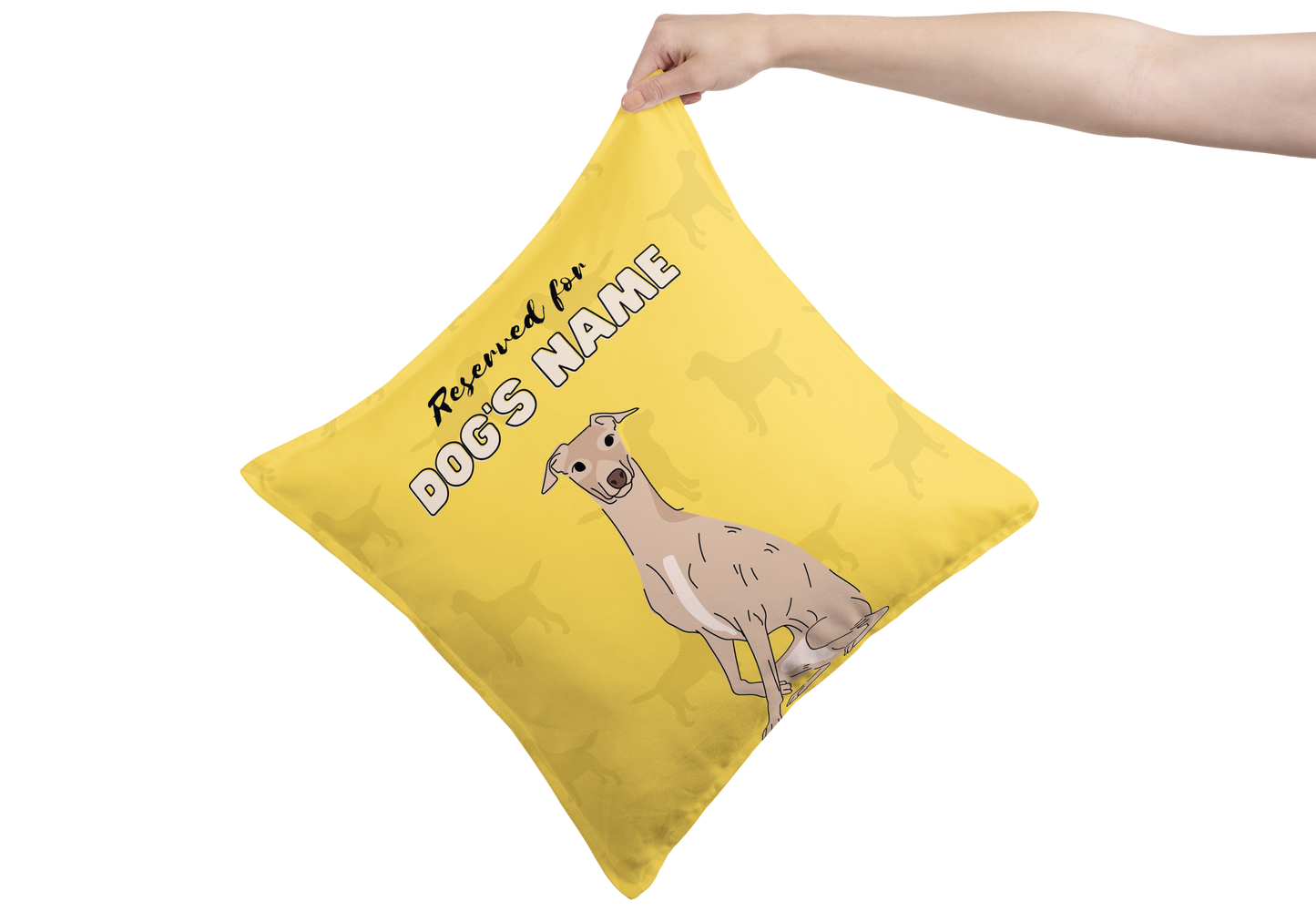 Personalised Greyhound Cushion Gift - Fawn