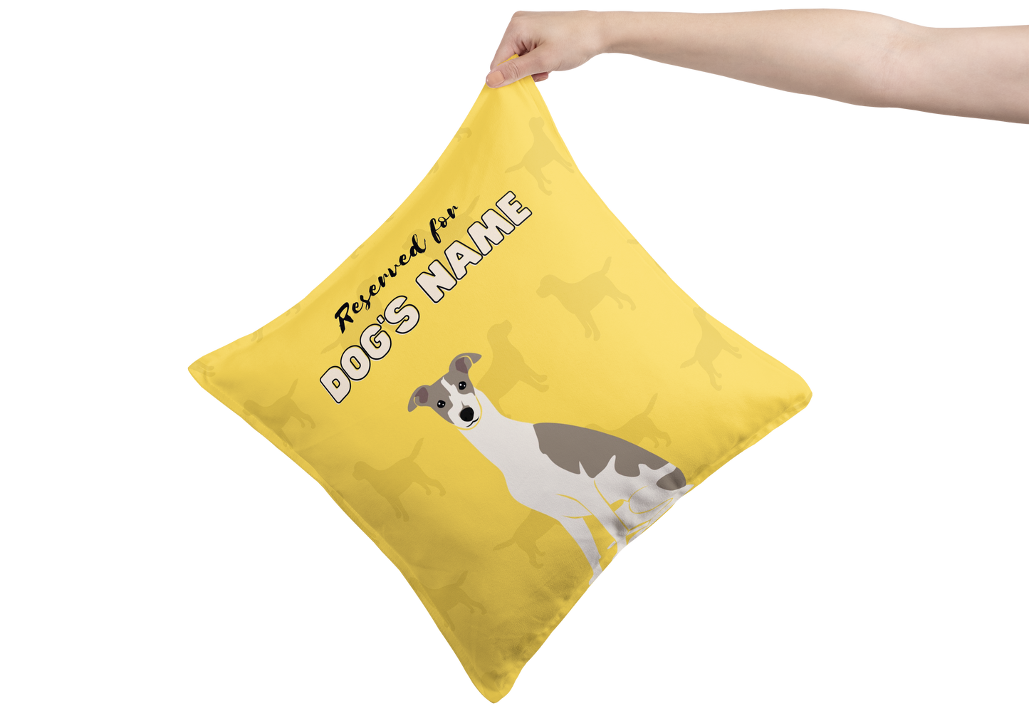 Personalised Greyhound Cushion Gift - White & Brindle