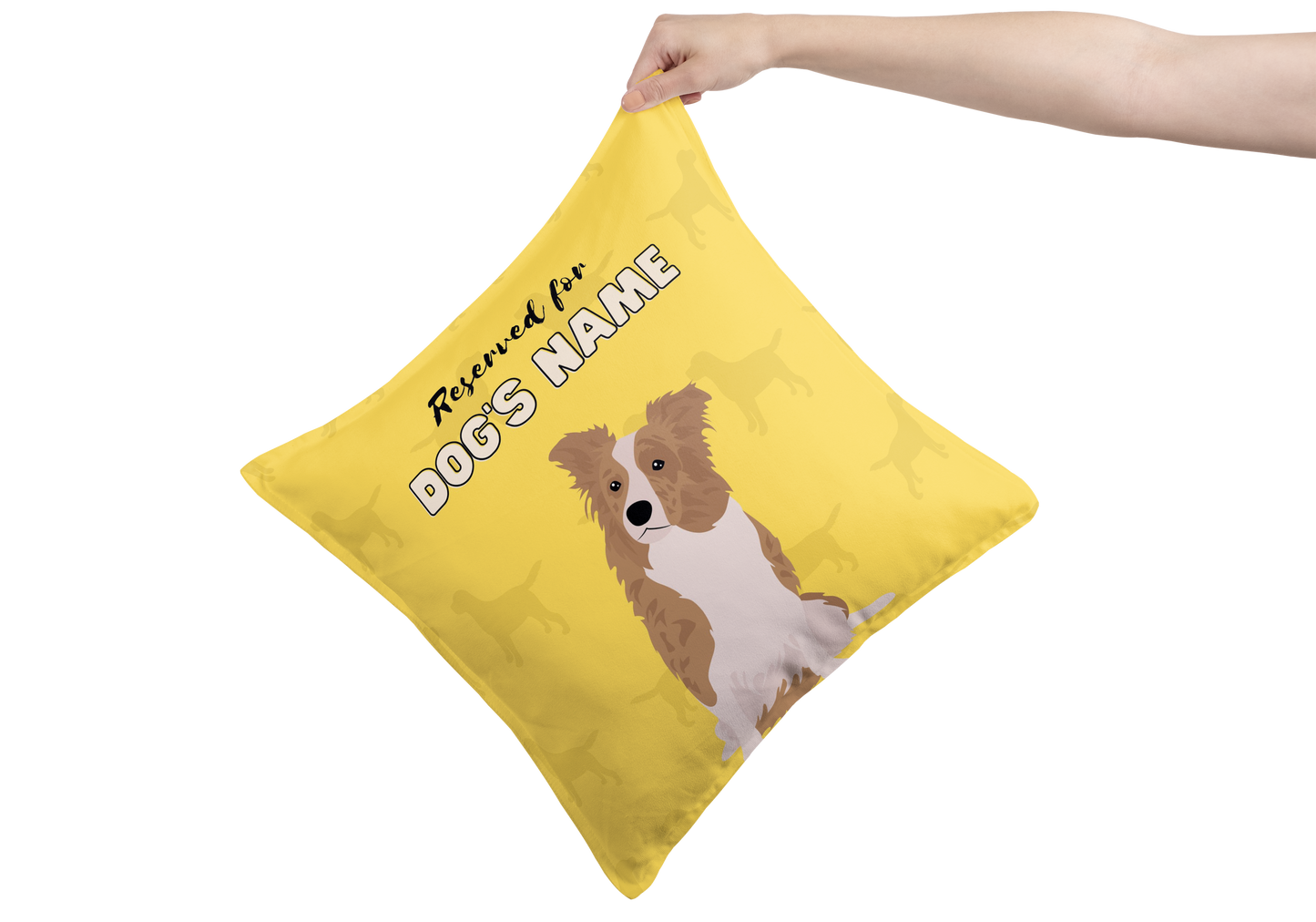 Personalisiertes Border-Collie-Kissengeschenk – Braun und Weiß